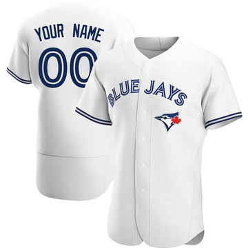 Custom Men's Authentic Toronto Blue Jays White Home Jersey