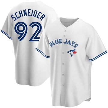 Davis Schneider Men's Replica Toronto Blue Jays White Home Jersey