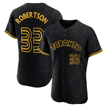 Nick Robertson Men's Authentic Toronto Blue Jays Black Snake Skin City Jersey