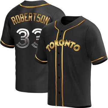 Nick Robertson Men's Replica Toronto Blue Jays Black Golden Alternate Jersey