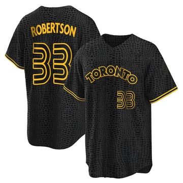 Nick Robertson Men's Replica Toronto Blue Jays Black Snake Skin City Jersey