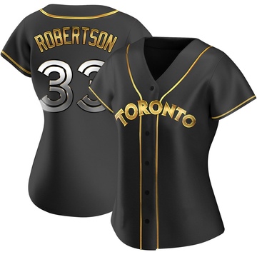 Nick Robertson Women's Replica Toronto Blue Jays Black Golden Alternate Jersey