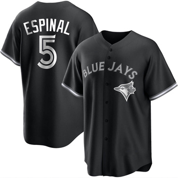 Santiago Espinal Men's Replica Toronto Blue Jays Black/White Jersey