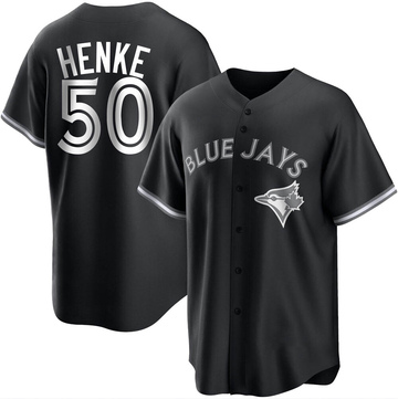 Tom Henke Men's Replica Toronto Blue Jays Black/White Jersey