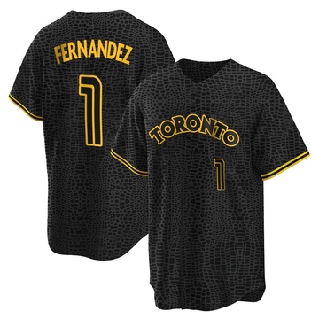 Tony Fernandez Men's Replica Toronto Blue Jays Black Snake Skin City Jersey